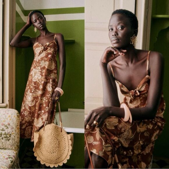 NWT SEZANE CHIARETTA Adana Linen blend Maxi DRESS - Picture 1 of 13